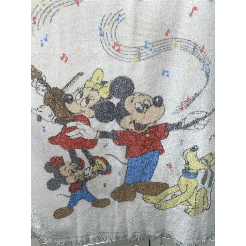 VTG 80s Franco Disney Mickey Mouse Music Beach Bath Towel 22”x 39”